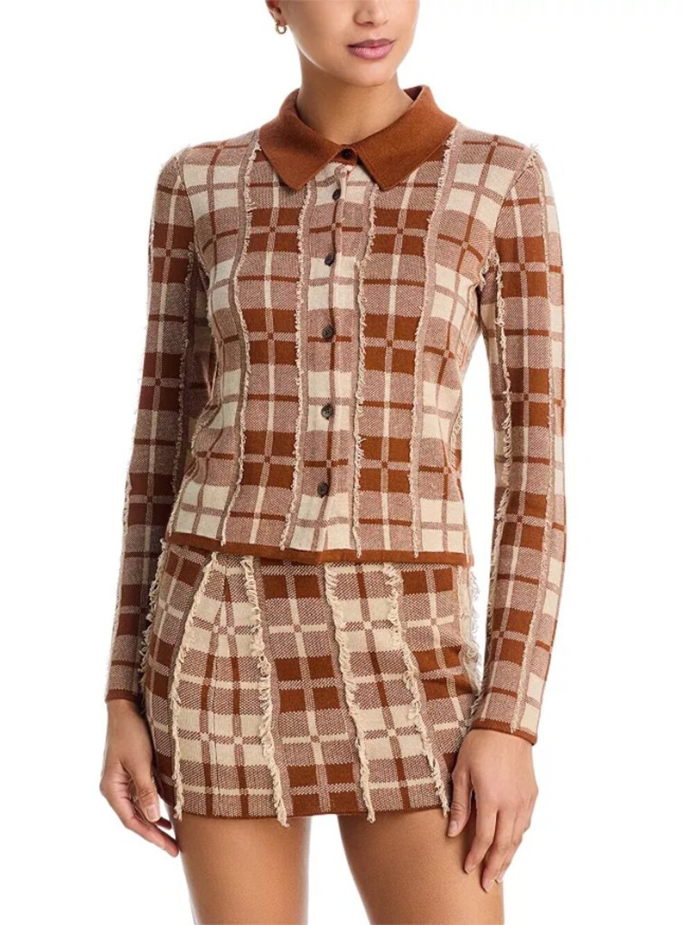Guest in Residence Fringe Plaid Mini Skirt